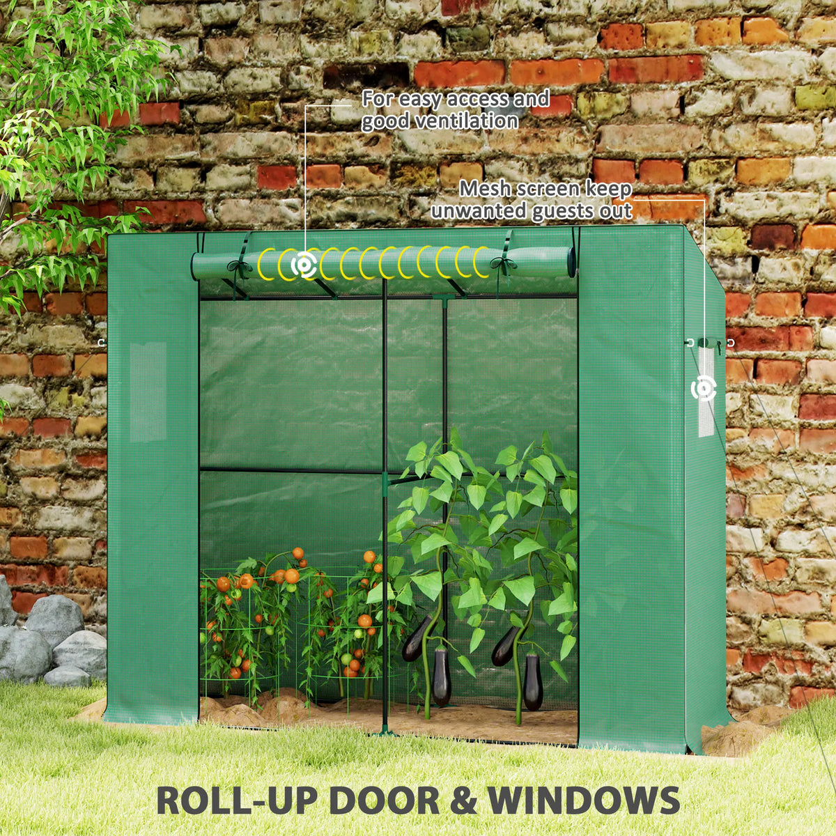 Portable Greenhouse Small Green House, 6.6' x 2.5' x 5.6', Green