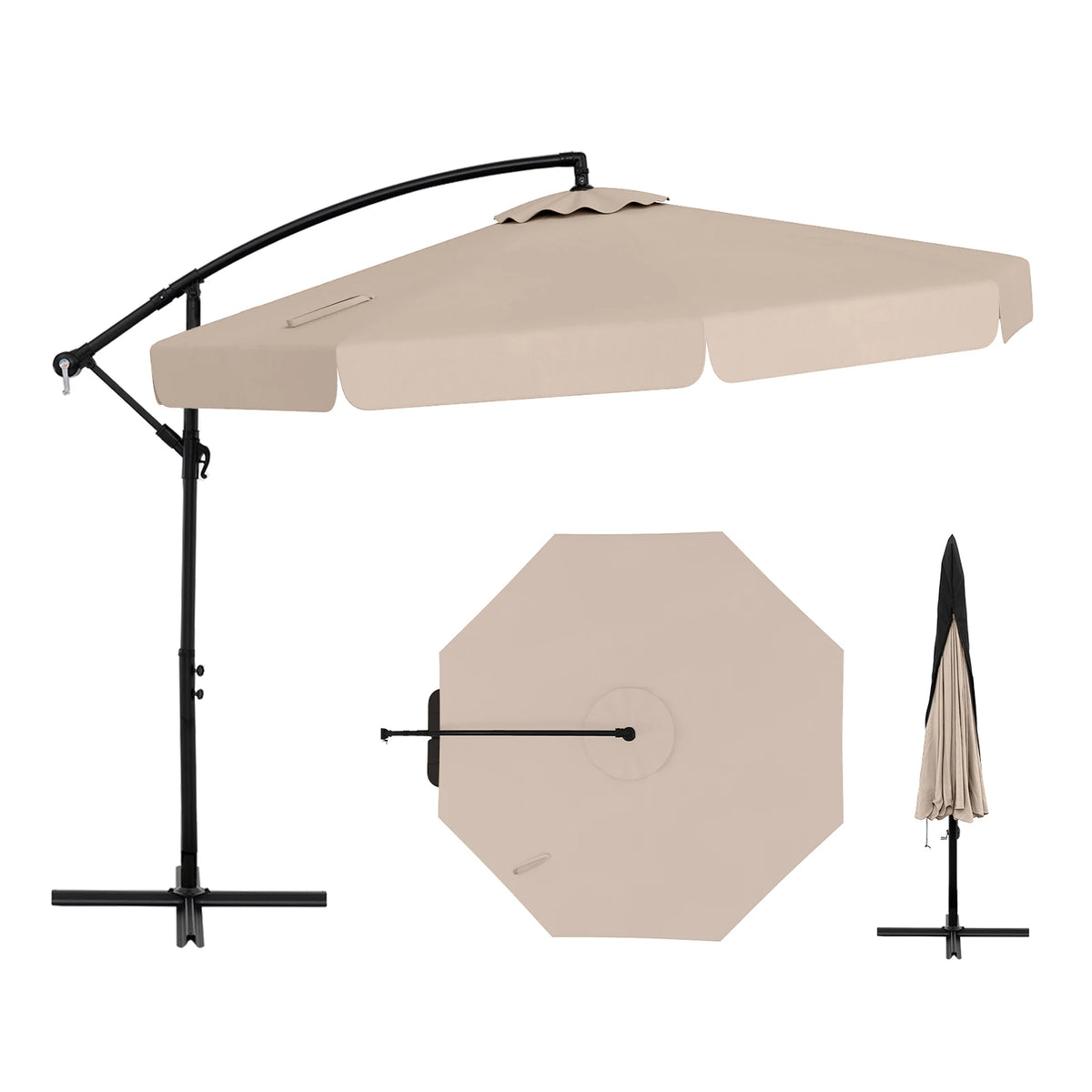 LIFEZEAL Premium Outdoor Offset Hanging Patio Umbrella With Cover