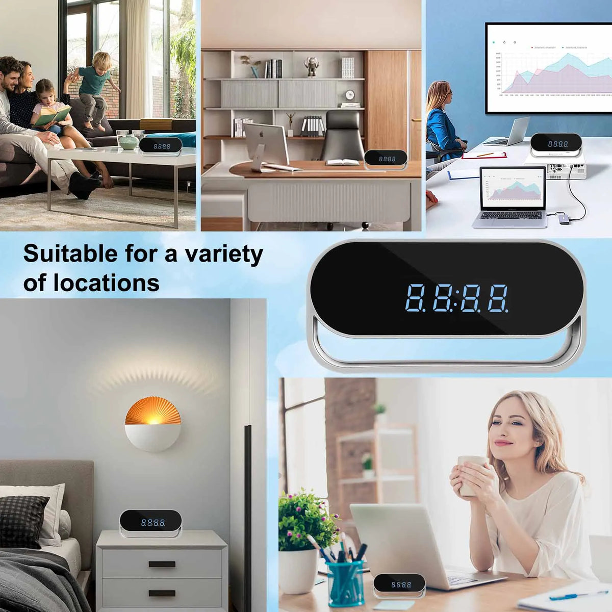 Ouvis 4K HD Wireless Camera Clock With Night Vision Recording