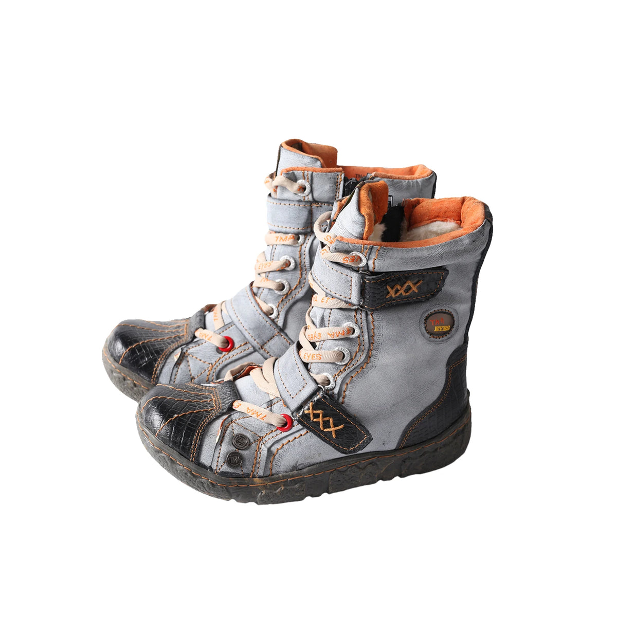 TMA EYES Women's Winter Snow Boots, Fleece Lined Ankle Boots, Vintage Retro Lace Up Side Zip Buckle, for Cold Weather