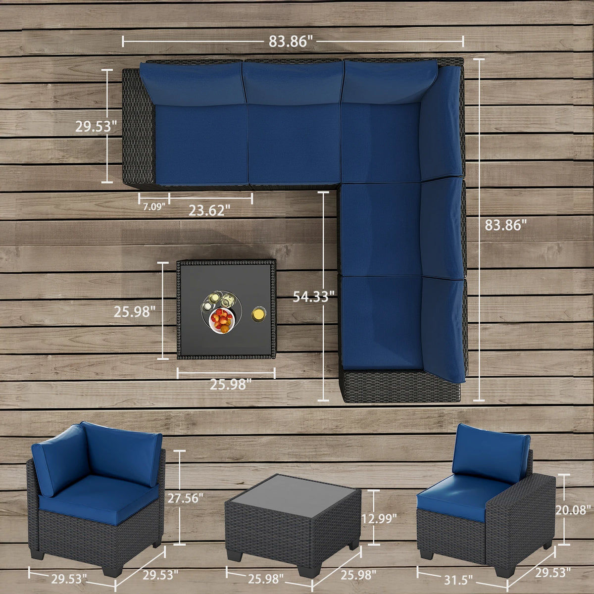 Outdoor Wicker Sectional Sofa Set With Waterproof Design For Patio