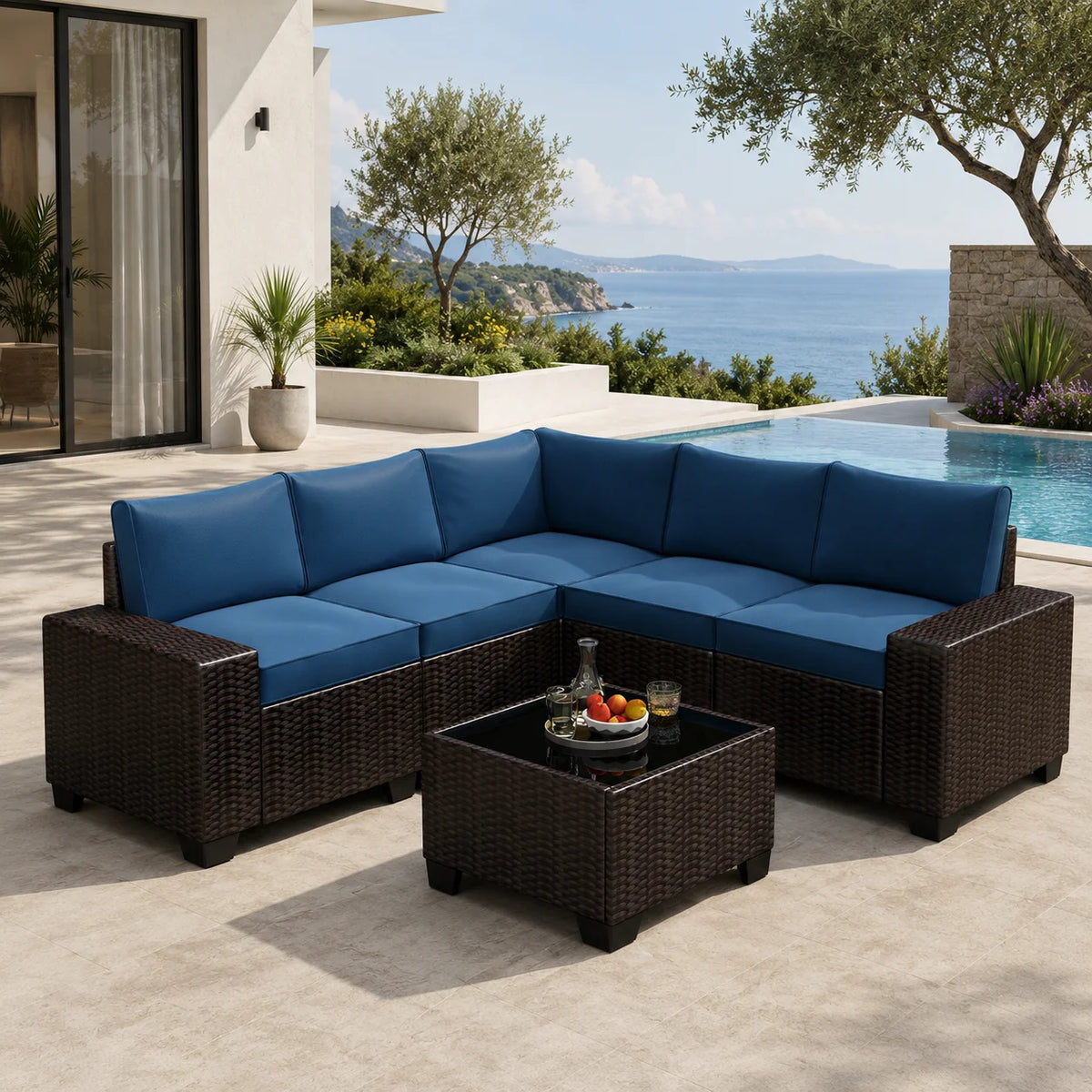 Outdoor Wicker Sectional Sofa Set With Waterproof Design For Patio