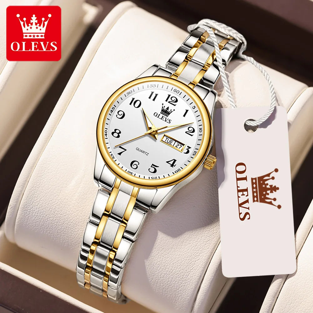 OLEVS Women's Quartz Watch With Week Date And Luminous Dial