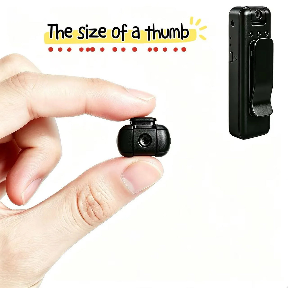 Portable Mini Body Camera Recorder, 1080P HD Wearable Video Cam With Night Vision, 360° Adjustable Rotating Lens, Clipon Design, Loop Record, Large Battery, Tiny Pocket Cam For Meetings, Outdoor Commuting & Daily Use