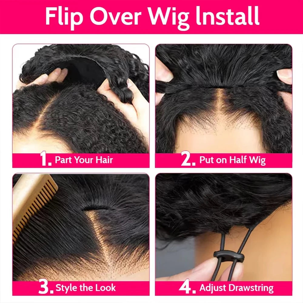 Realace Burmese Curly Human Hair Drawstring Half Wig