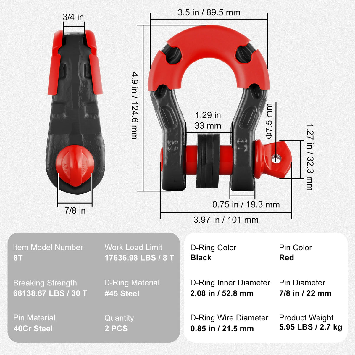 D-Ring Shackle U-Hook With Pin Isolators For Topping