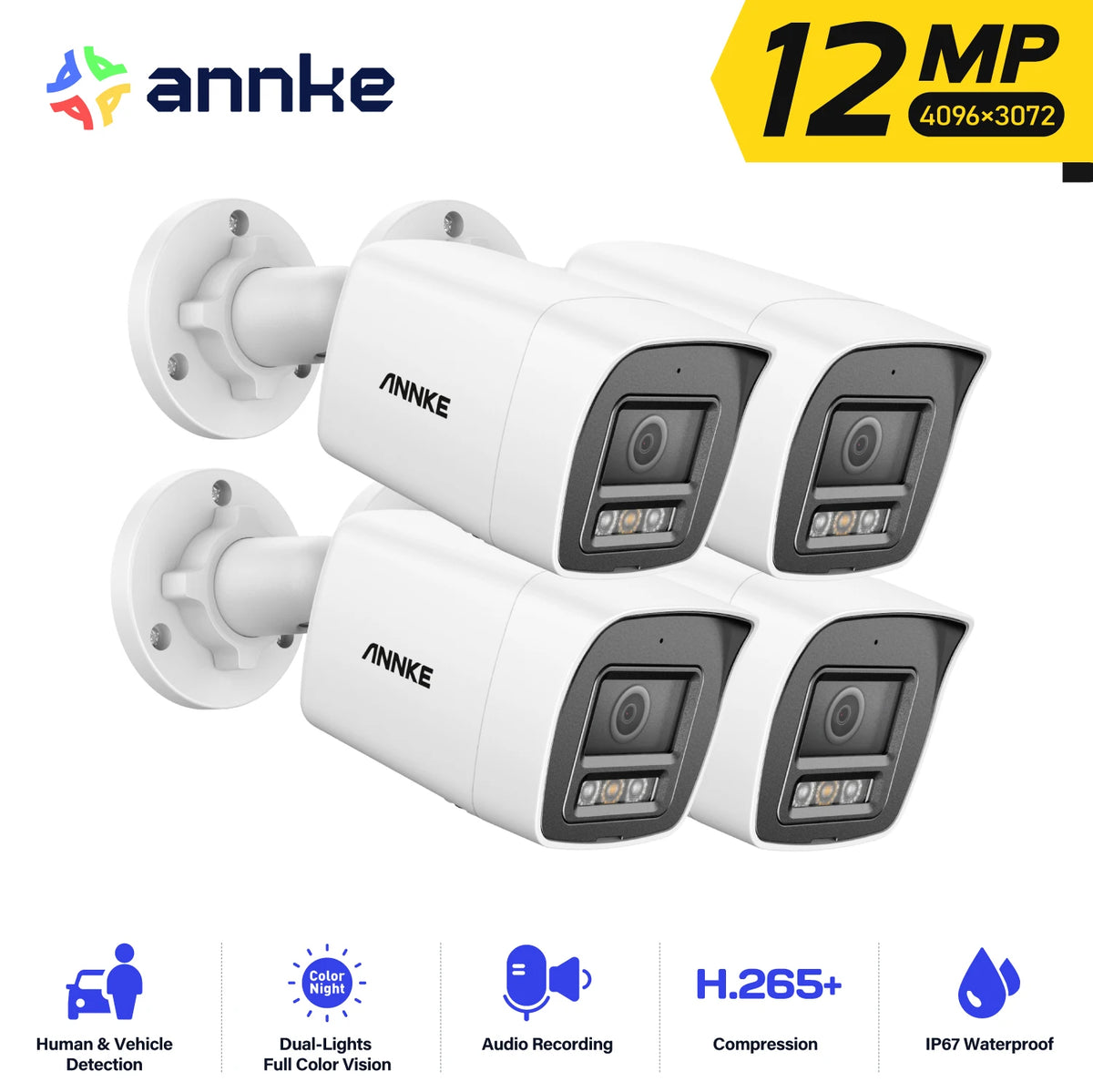 Annke C1200 Smart Dual Light 12Mp PoE Cctv Outdoor Security Camera