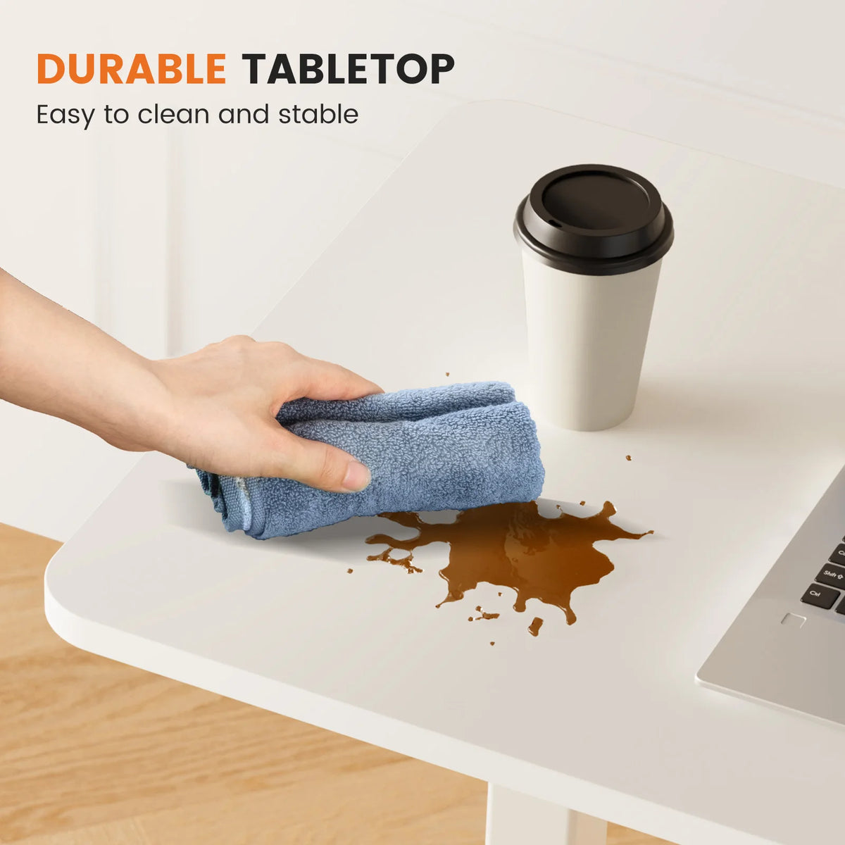 JHK Adjustable Overbed Table With Hidden Wheels For Bedroom Use