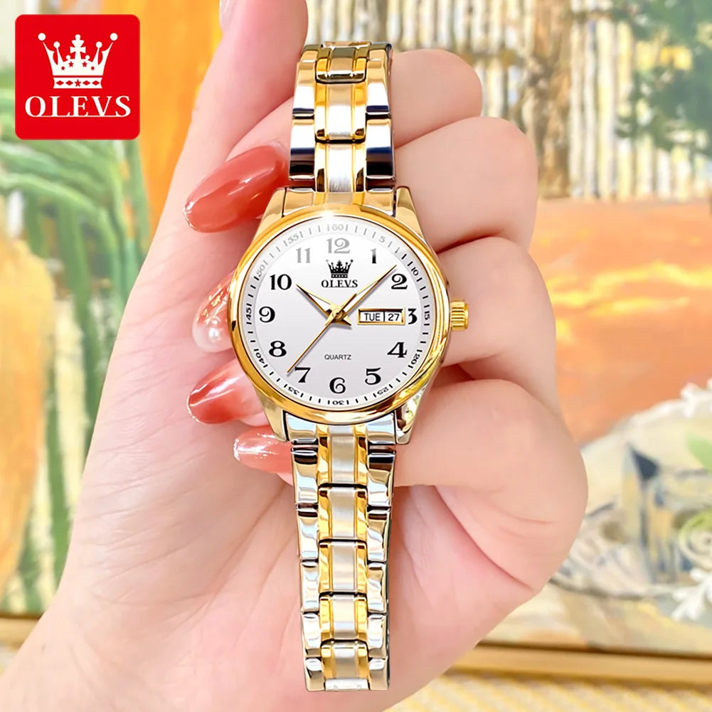 OLEVS Women's Quartz Watch With Week Date And Luminous Dial