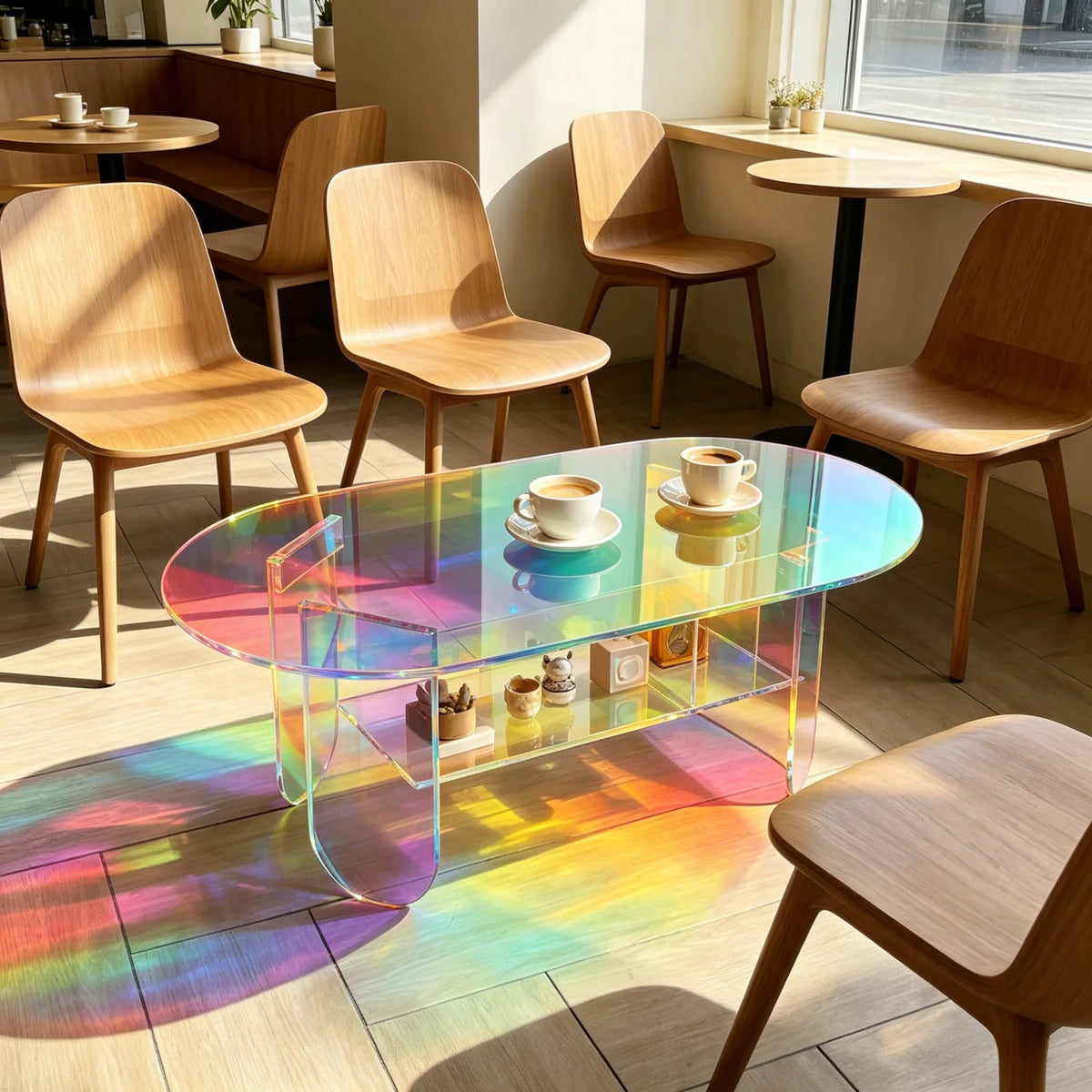 Shatterproof Acrylic Coffee Table Modern Clear Living Room Accent Furniture Side Table
