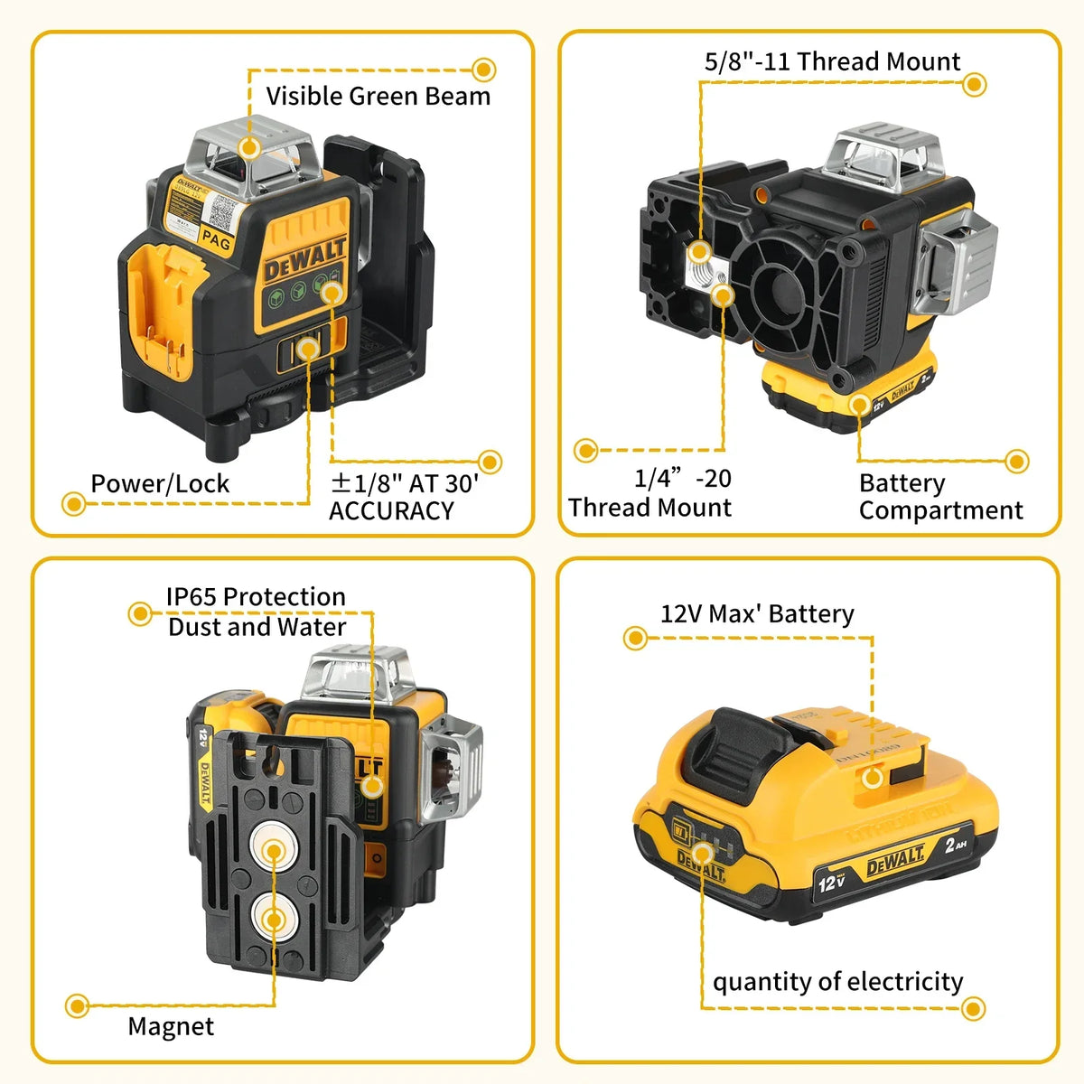 DeWalt 360 Degree Rechargeable Laser Level For Construction Projects