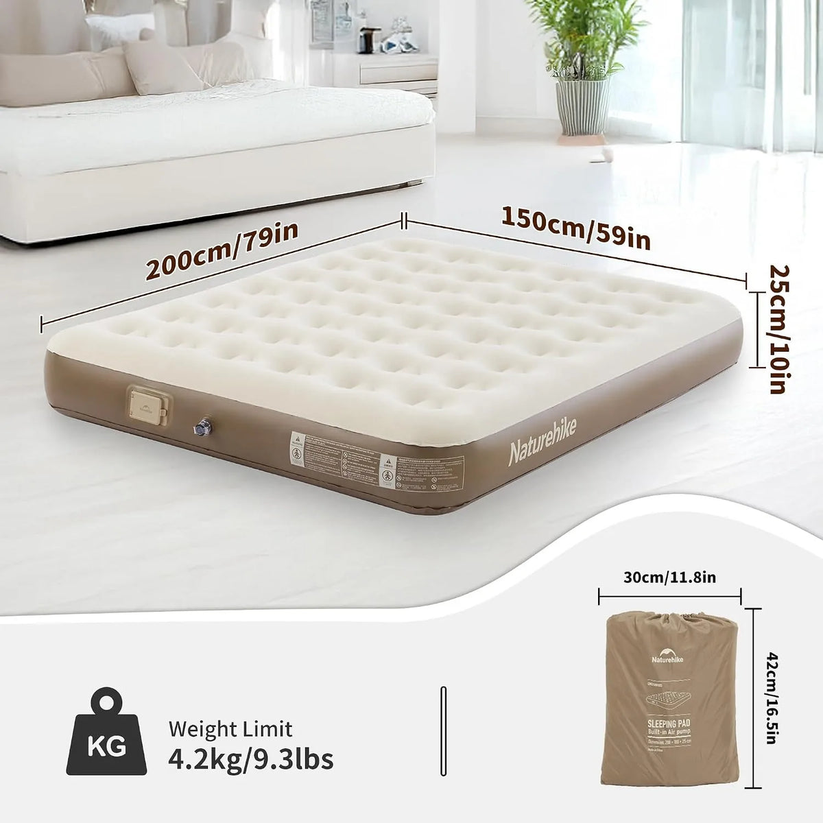 Naturehike Portable Folding Air Mattress With Built In Pump