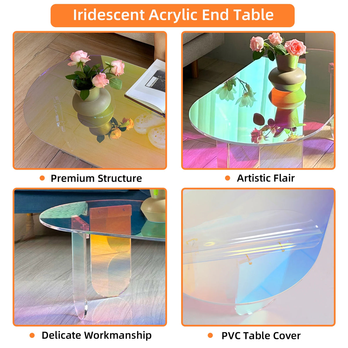Shatterproof Acrylic Coffee Table Modern Clear Living Room Accent Furniture Side Table