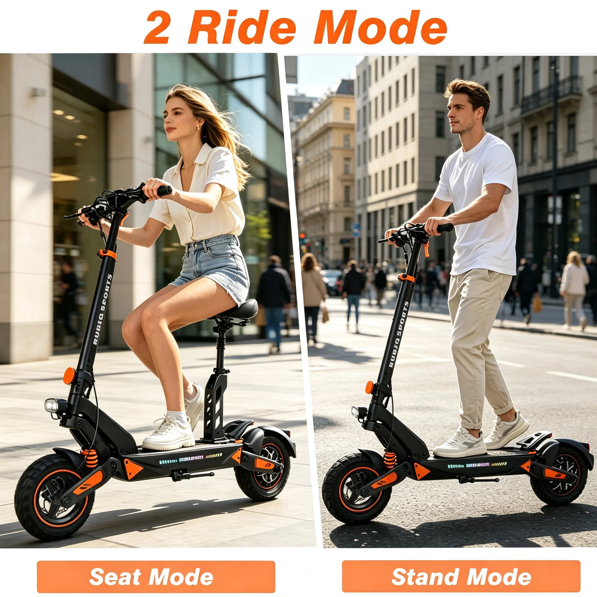Electric Scooter with Seat for Adults, 2400W Motor, 52V 20.8Ah Battery, 11-inch Tires, Hydraulic Disc Brakes, Foldable E Scooter, 180kg Max Load