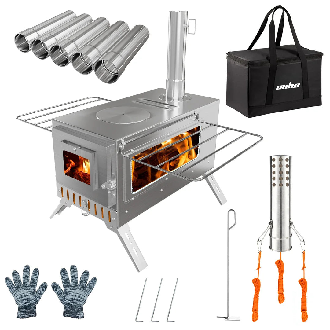 Portable Stainless Steel Wood Stove For Outdoor Camping And Cooking