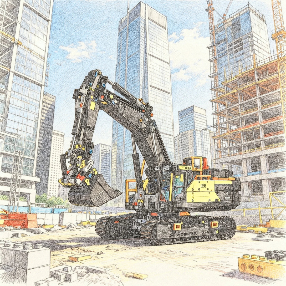 Excavator Building Blocks Construction Toy Compatible With Lego Sets