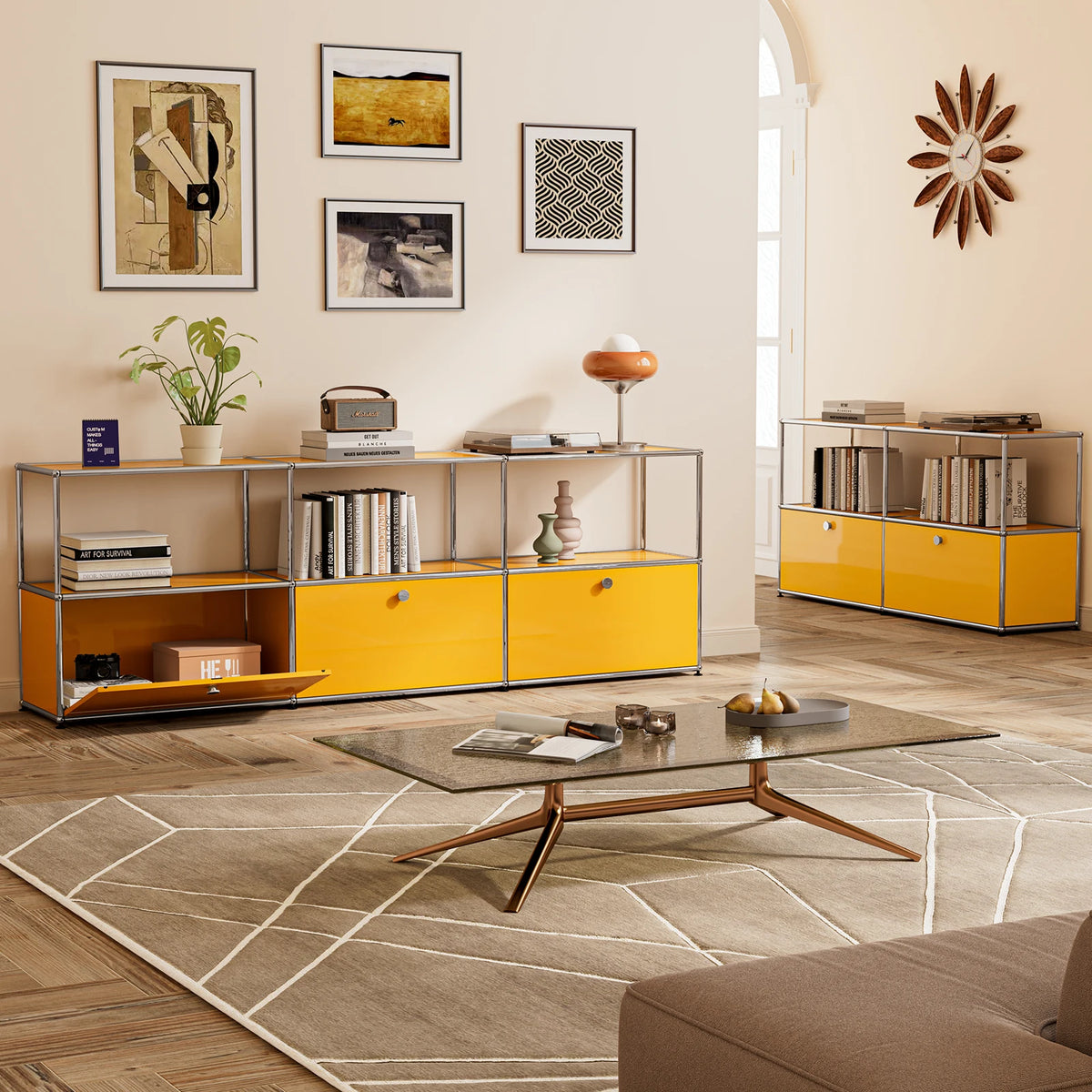 Modern Stainless Steel Storage Cabinet TV Stand for Living Room