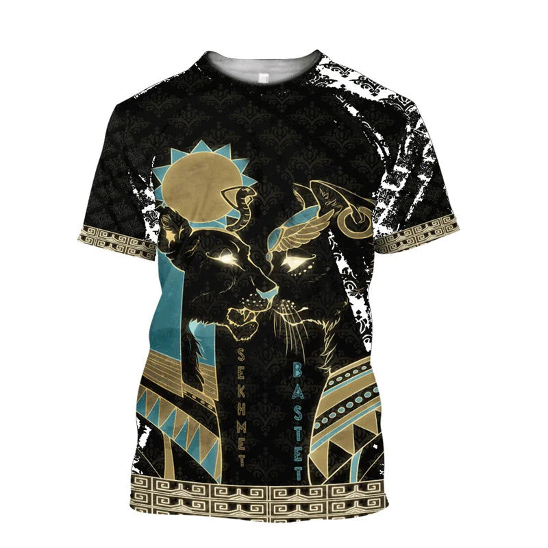 Mystery Egyptian Anubis T-shirt Men Women Clothing Short Sleeve O-neck T Shirts 3D Printed Ancient Egypt Pattern 2025 Travel Tee