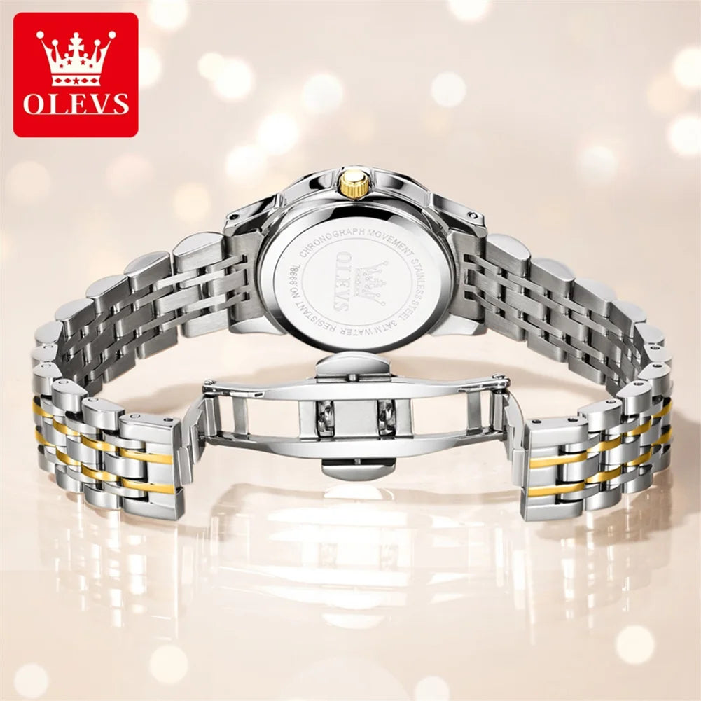OLEVS Womens Quartz Watch With Diamond Accents And Luminous Dial