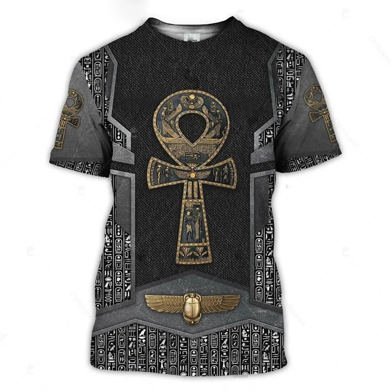 Mystery Egyptian Anubis T-shirt Men Women Clothing Short Sleeve O-neck T Shirts 3D Printed Ancient Egypt Pattern 2025 Travel Tee
