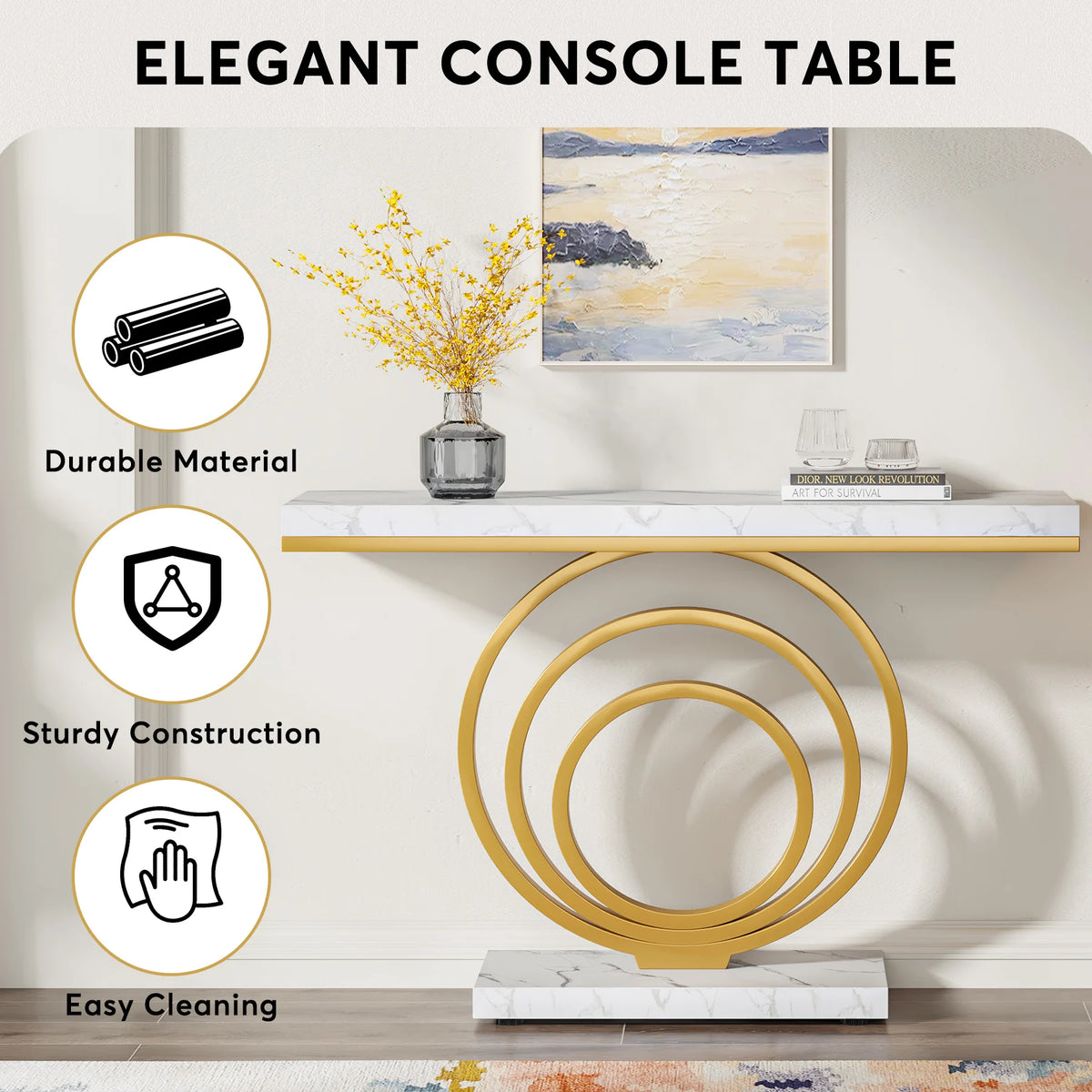 Tribesigns Modern Console Table With Unique Ring Design For Entryway