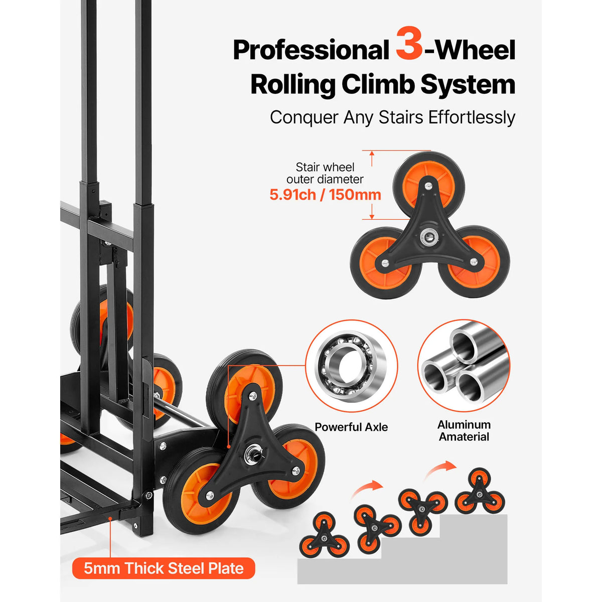SucceBuy Heavy Duty Stair Climbing Folding Utility Cart