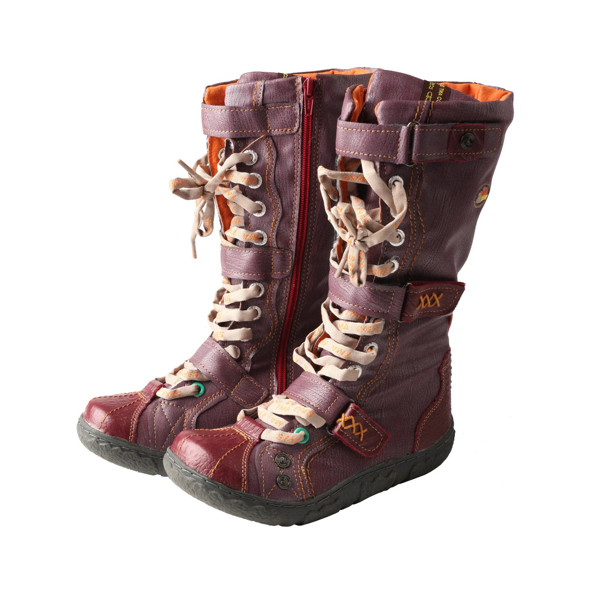 TMA EYES Women Winter Snow Boots Mid Calf Warm Plush Lined Lace Up Side Zipper Vintage Retro Boots