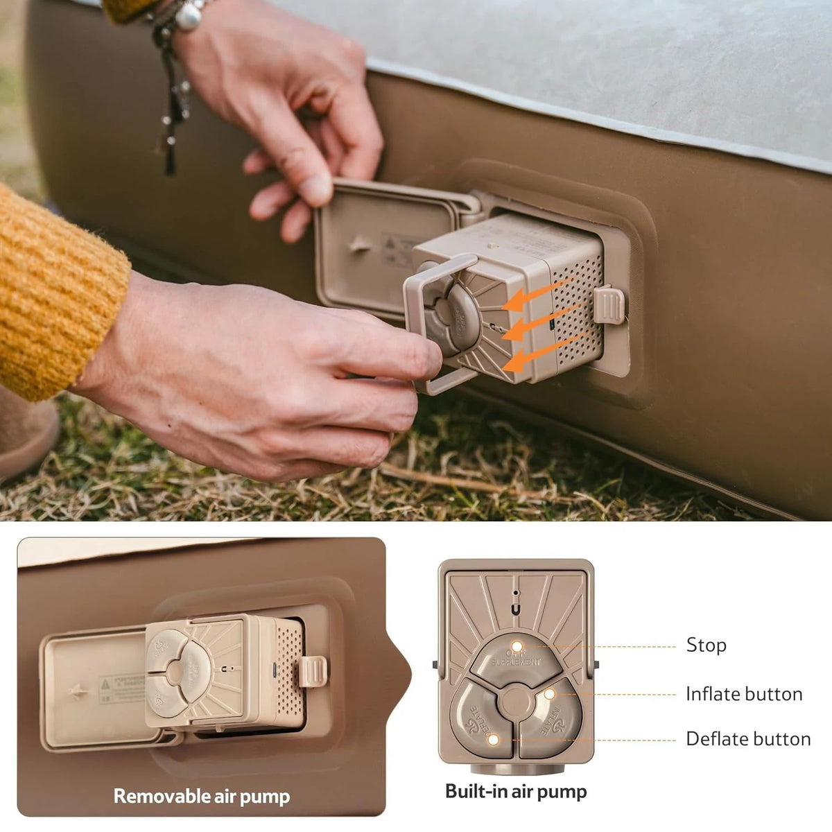 Naturehike Portable Folding Air Mattress With Built In Pump