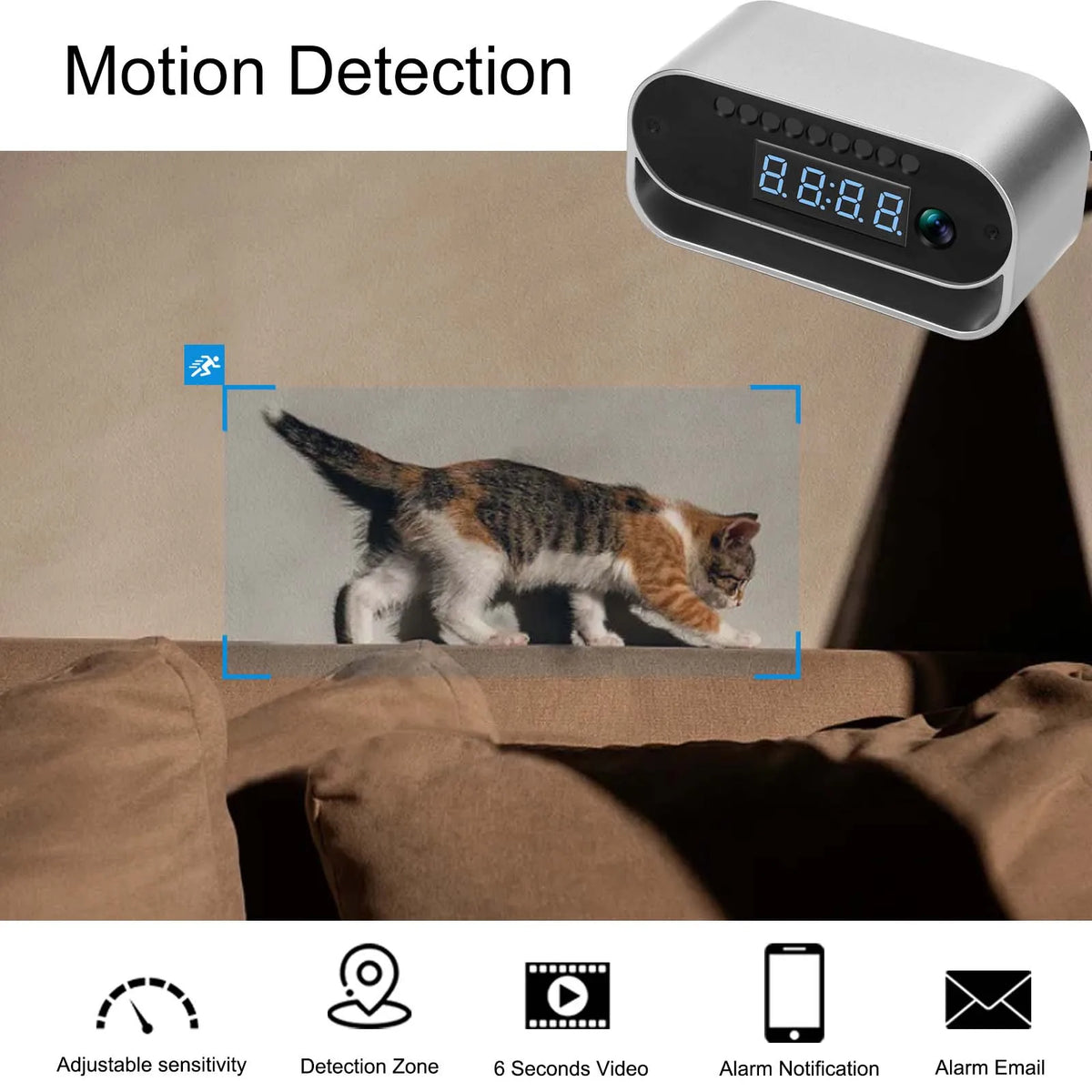 Ouvis 4K HD Wireless Camera Clock With Night Vision Recording
