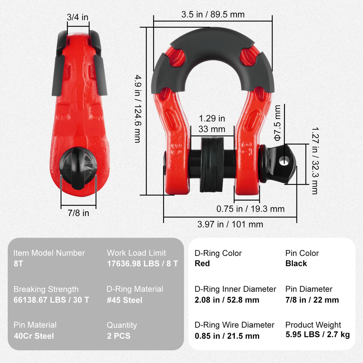 D-Ring Shackle U-Hook With Pin Isolators For Topping