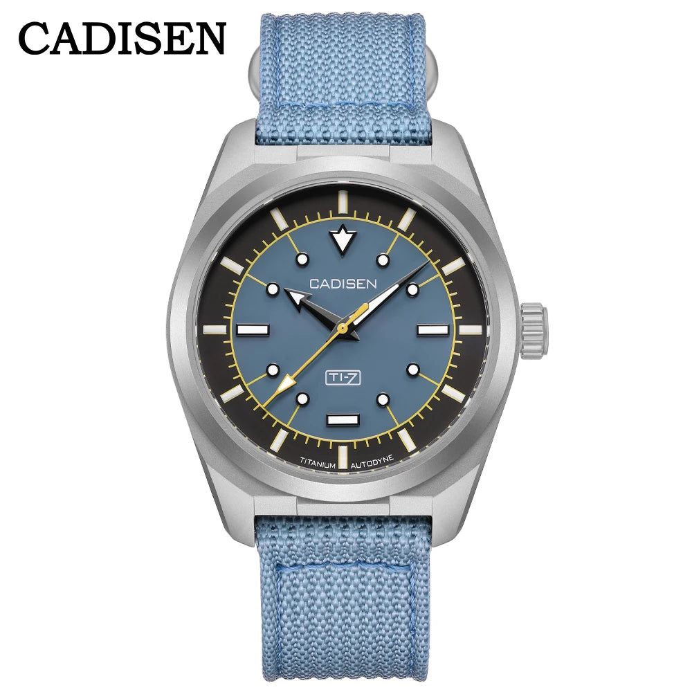 CADISEN TI-7 Autodyne Titanium Automatic Mechanical Watch Man Canvas Wristwatch MIYOTA 8215 Watches USA Warehouse Delivery