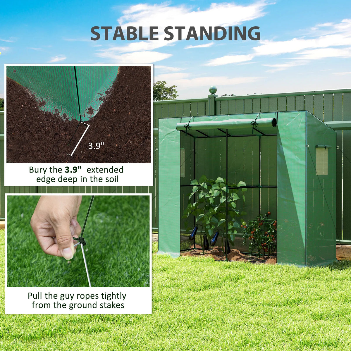 Portable Greenhouse Small Green House, 6.6' x 2.5' x 5.6', Green
