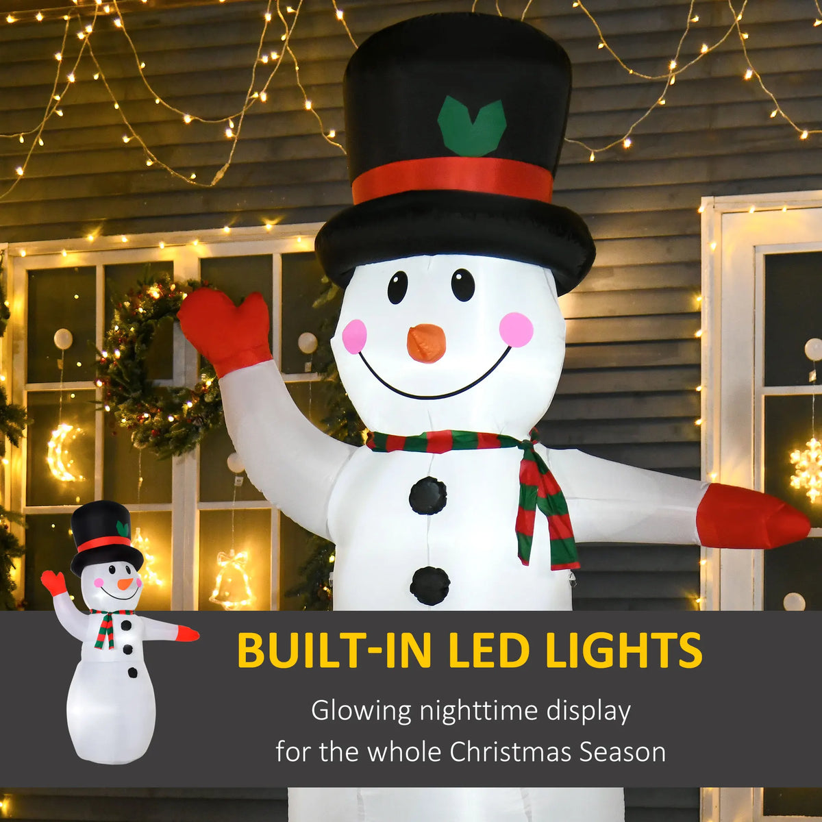 8' Christmas Inflatable Snowman W/ Led Lights Blow up Holiday Yard Decorations