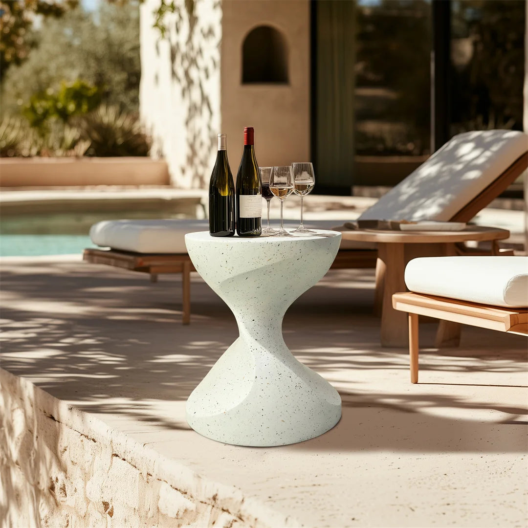 Lightweight Concrete Modern Side Table for Living Room and Patio