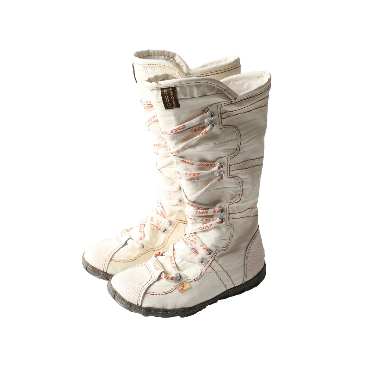 TMA EYES Women Vintage Mid‑Calf Snow Boots Winter Fleece Lined Warm Boots Side Zipper Lace‑Up Flat Casual Outdoor Booties