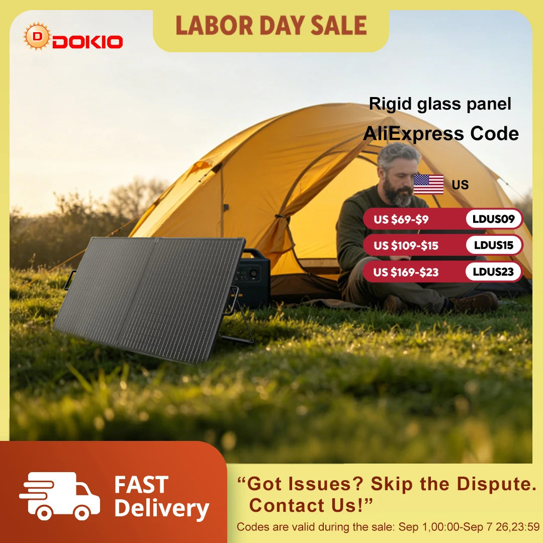 Dokio 100W Foldable Solar Panel Suitcase Kit Portable Outdoor Charger