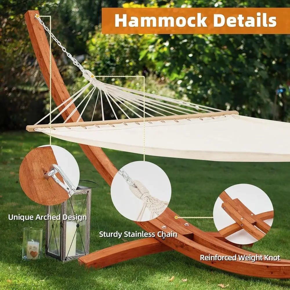 Heavy Duty Double Hammock With Stand For Backyard Porch Patio