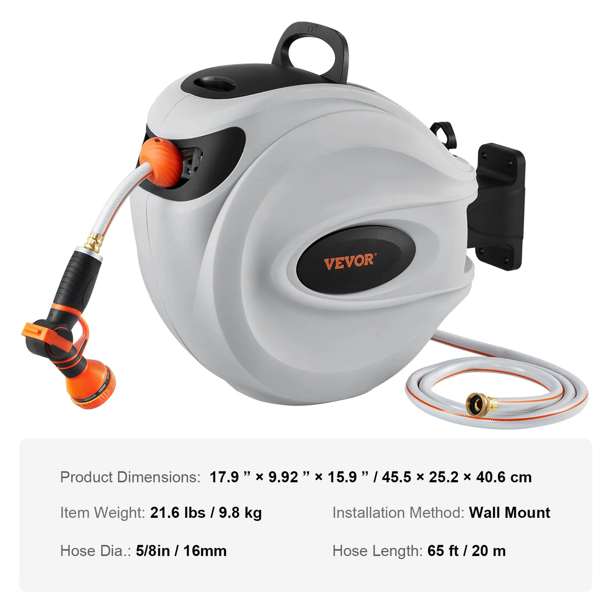 SucceBuy Retractable Automatic Rewind Wall Mount Garden Hose Reel