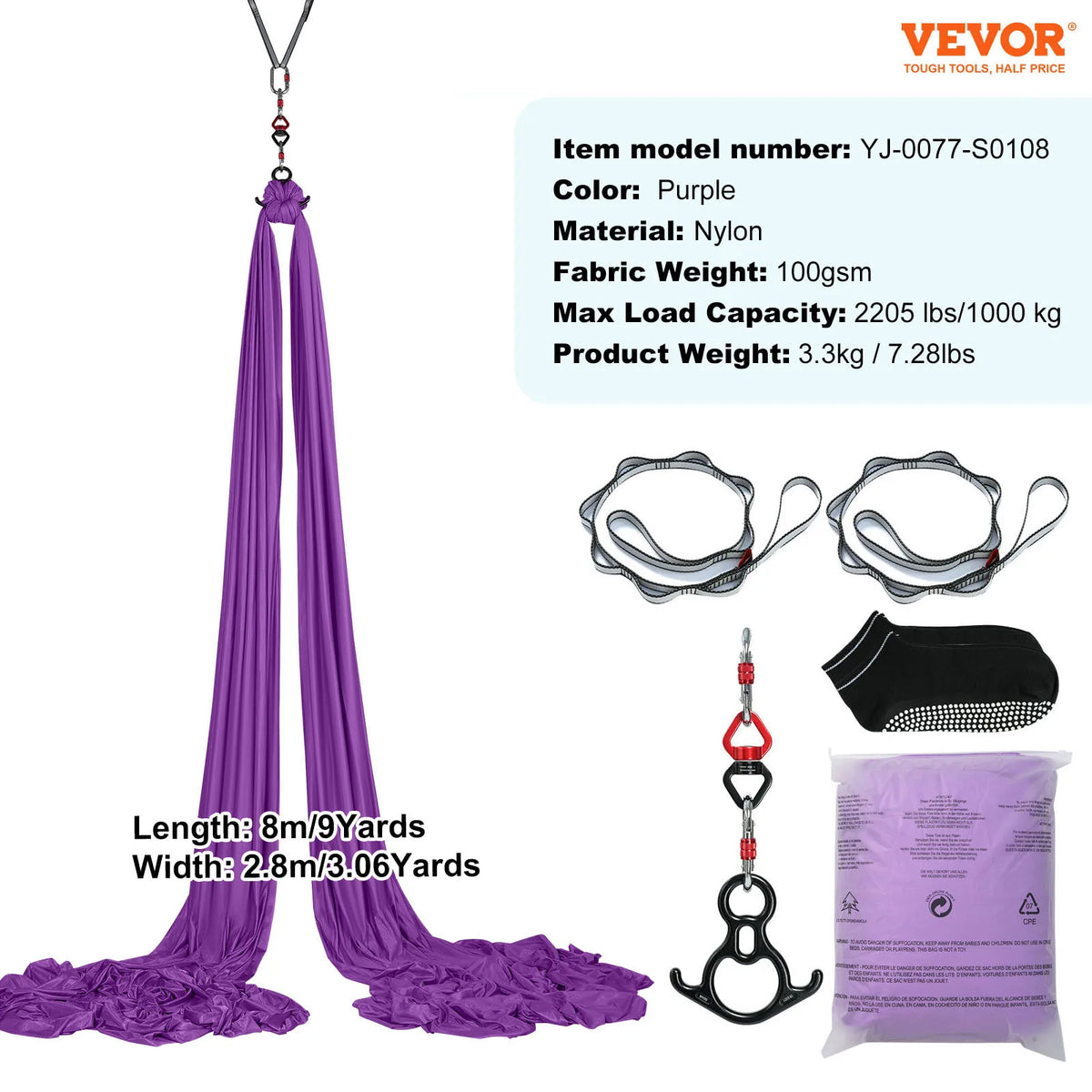 SucceBuy Premium Nylon Aerial Yoga Hammock And Swing Set