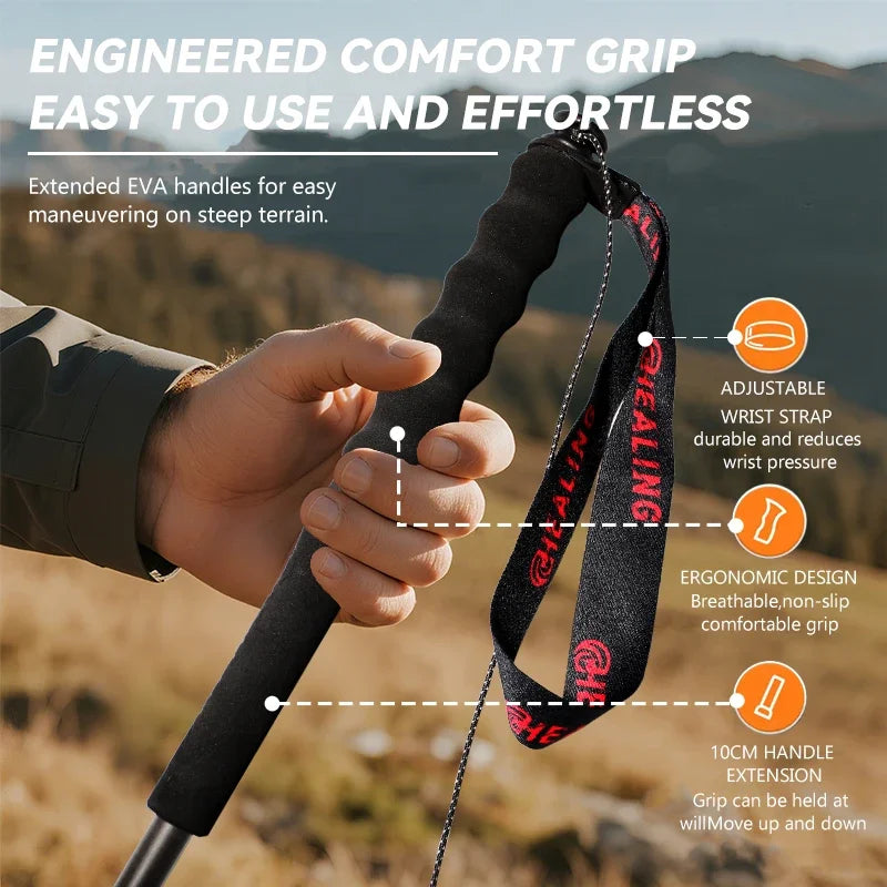 Okhealing Carbon Fiber Foldable Ultralight Multi Section Trekking Poles