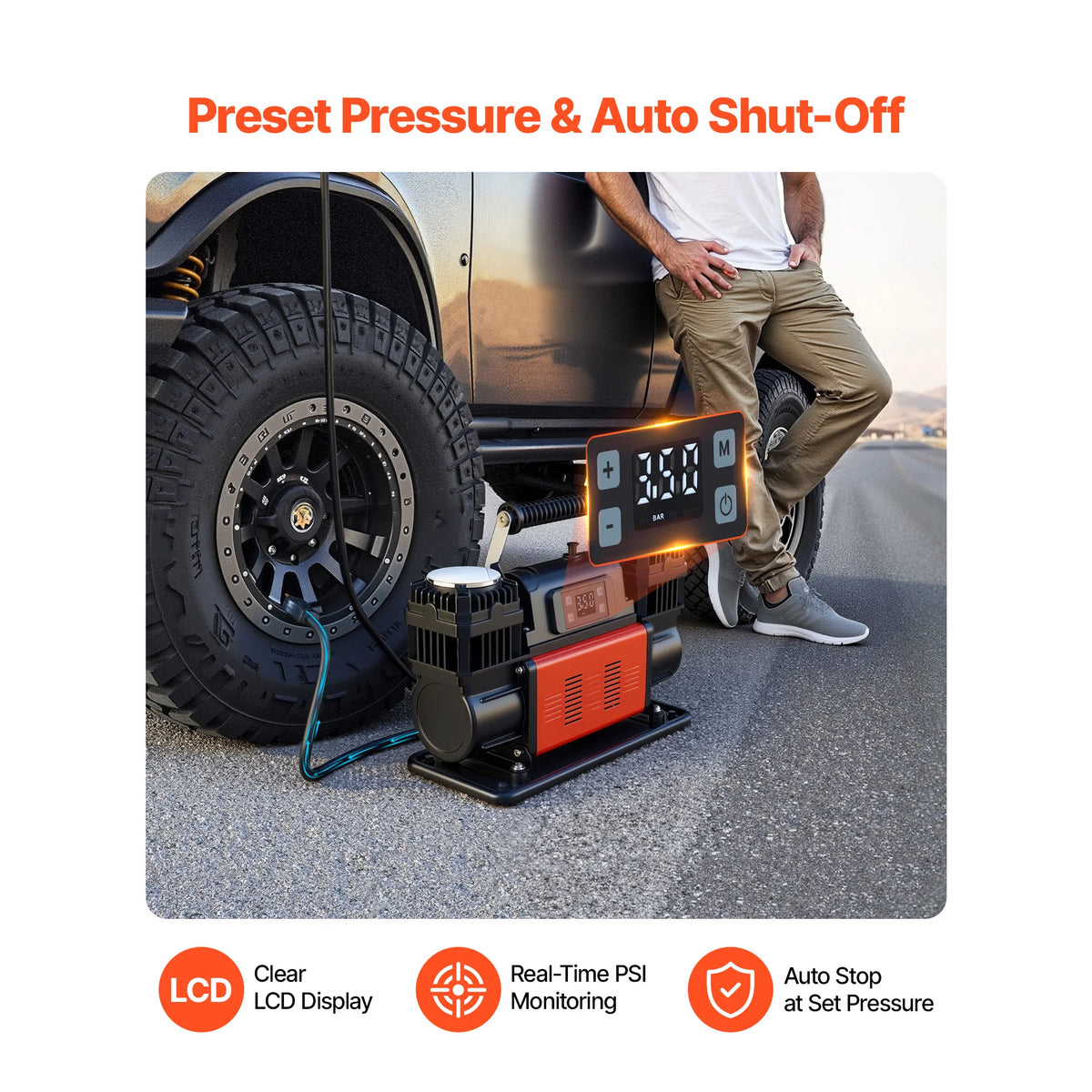 SucceBuy Dual Cylinder Heavy Duty Portable Tire Inflator Air Compressor