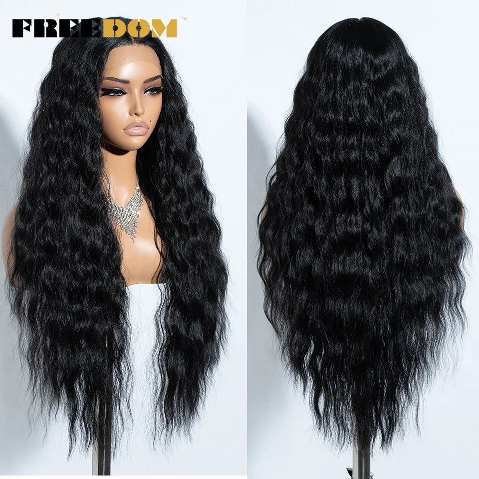 FREEDOM Curly Wavy Synthetic Lace Front Wig for Women