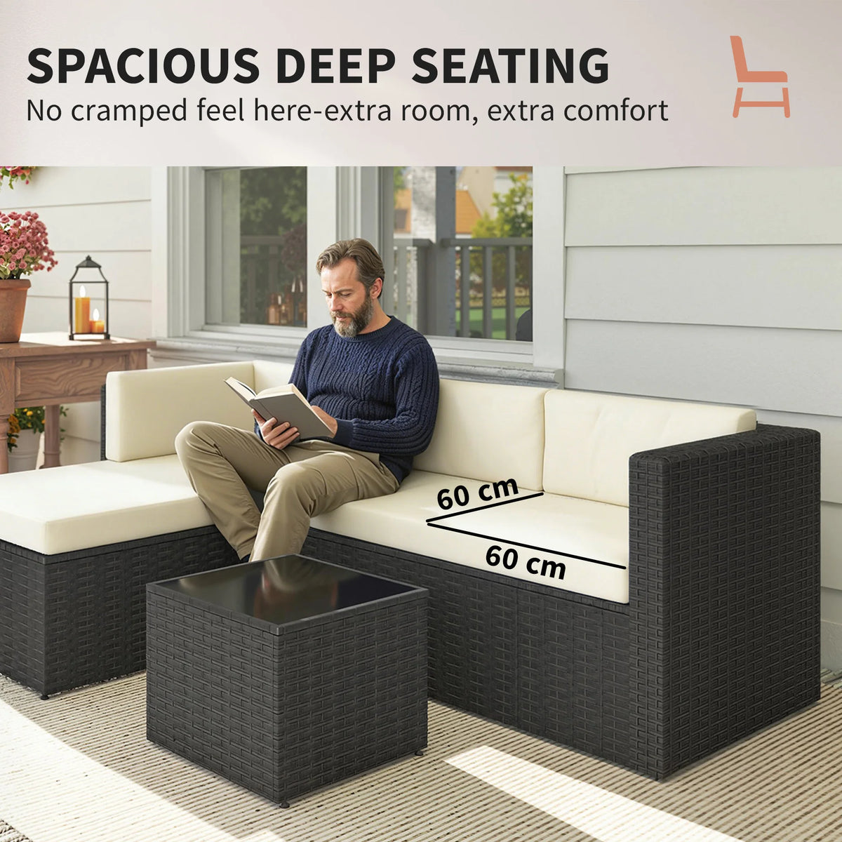 Outsunny Wicker Outdoor Patio Furniture Set for Garden Lounging