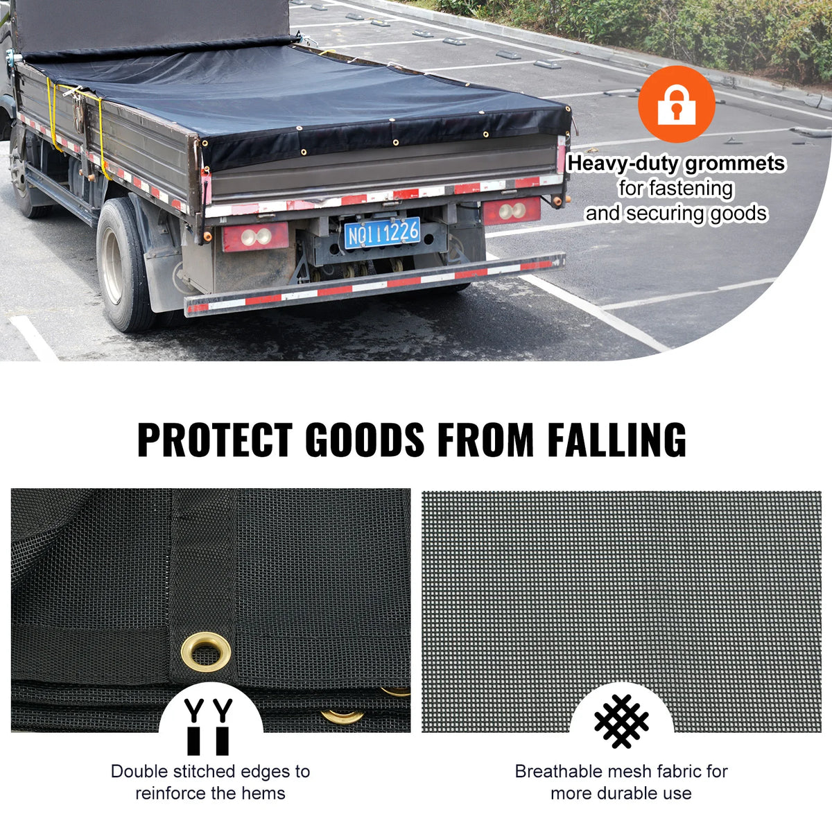 SucceBuy Pvc Dump Truck Tarp With Folding Mesh Awning