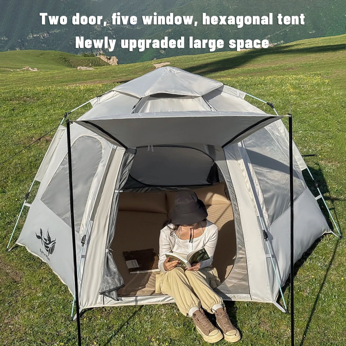 Pakicetus Spherical Hexagonal Camping Tent With Six Sided Ventilation