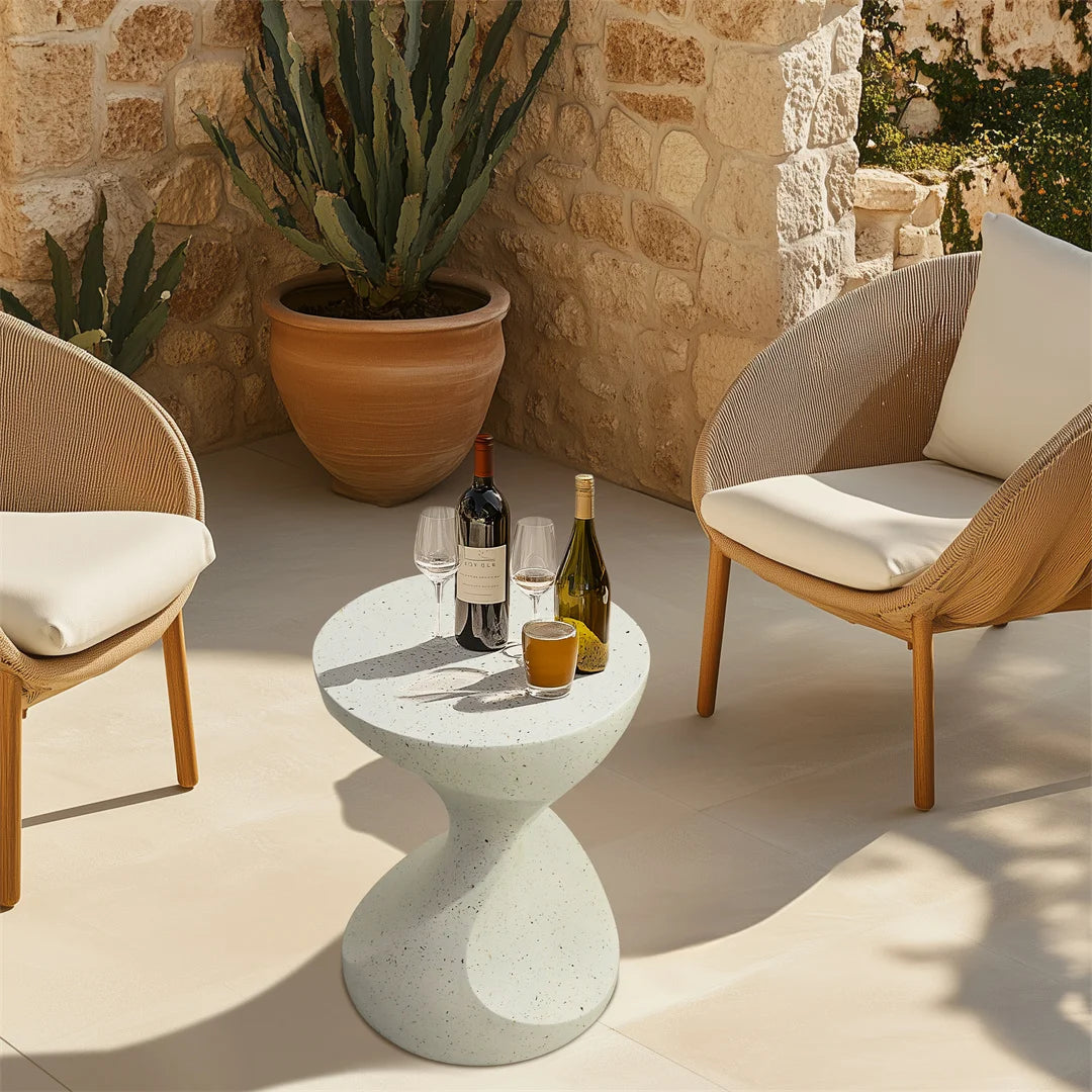 Lightweight Concrete Modern Side Table for Living Room and Patio