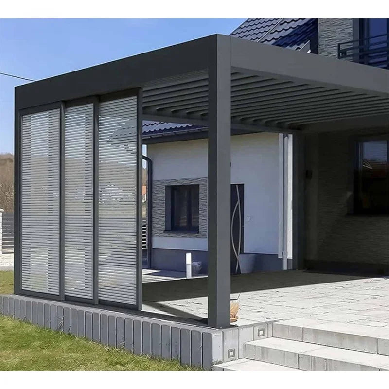 Electric Adjustable Aluminum Louvered Pergola Rainproof Outdoor Sunshade Gazebo