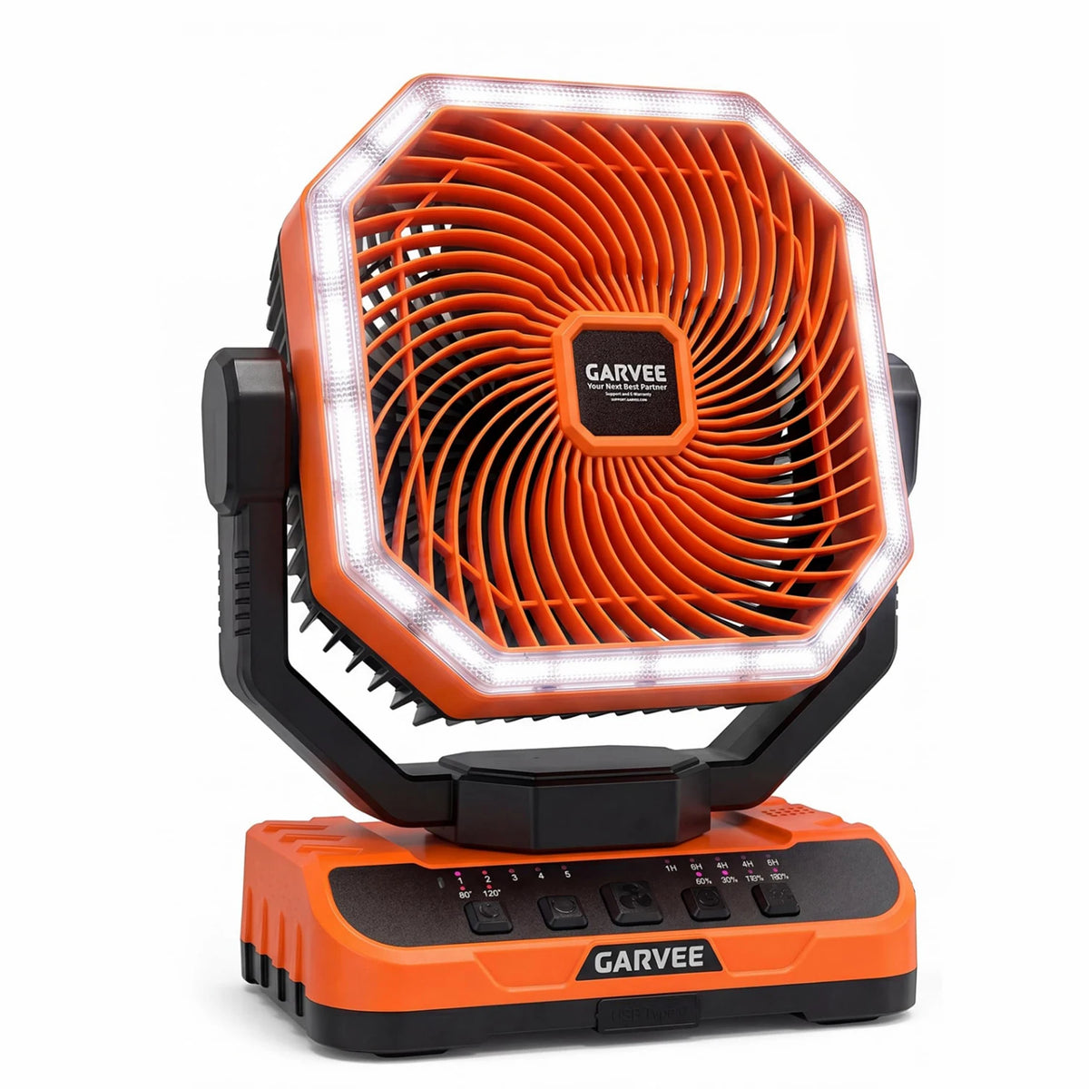 HiMiss Portable Camping Fan Five Speed Rechargeable Battery Led Light