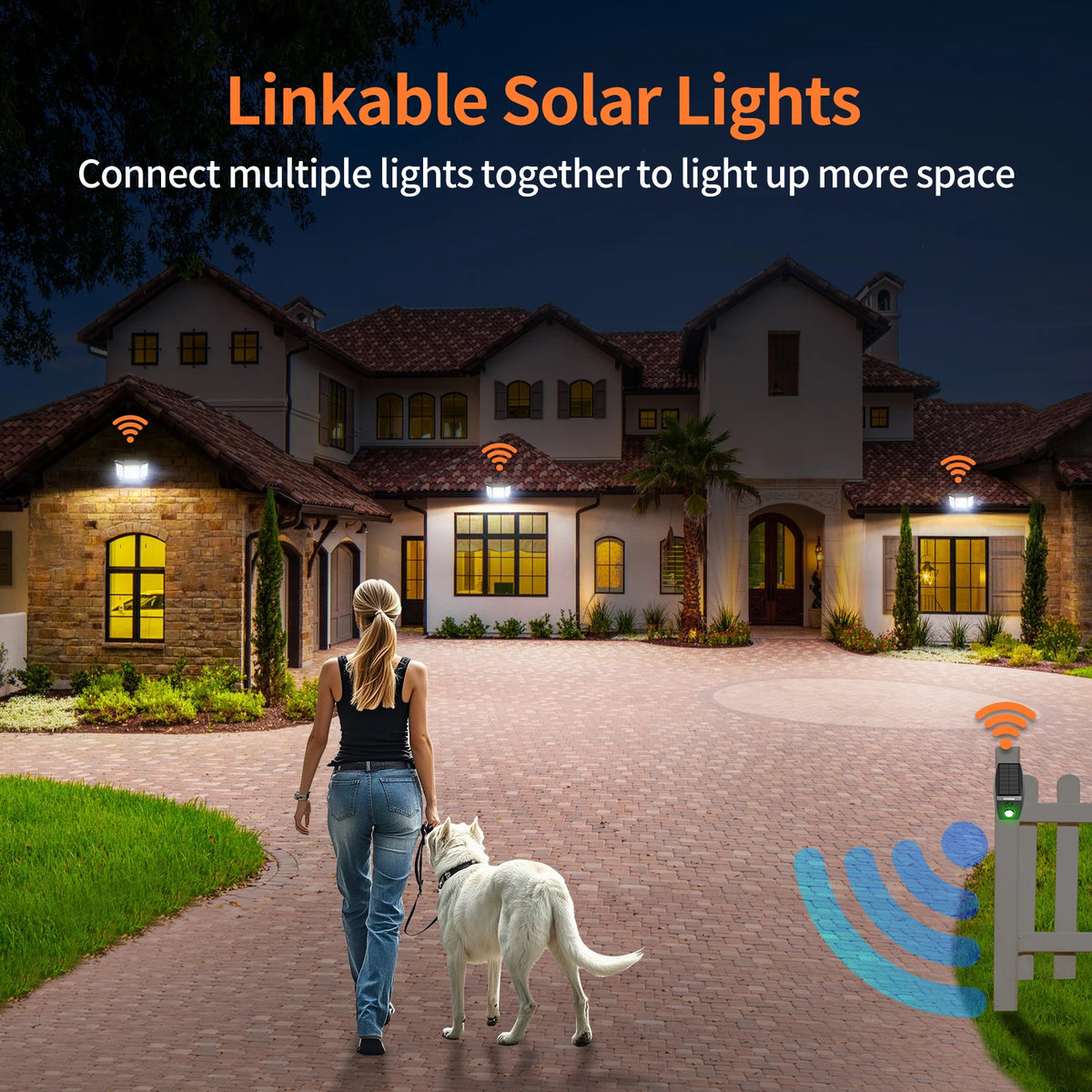 intelamp Outdoor Solar Flood Lights 20000mAh 3 Color With Super Large Solar Panel 16.4 FT Cable For Yard Backyard Porch Driveway