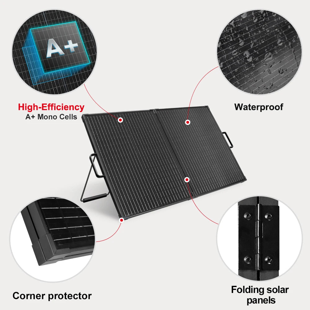 Dokio 100W Foldable Solar Panel Suitcase Kit Portable Outdoor Charger